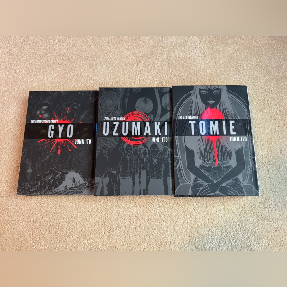 Black & Red Horror Graphic Novels Set - Gyo, Uzumaki, Tomie